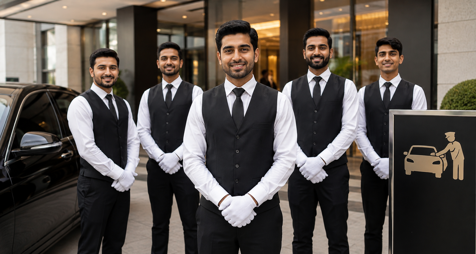 Luxury valet parking team